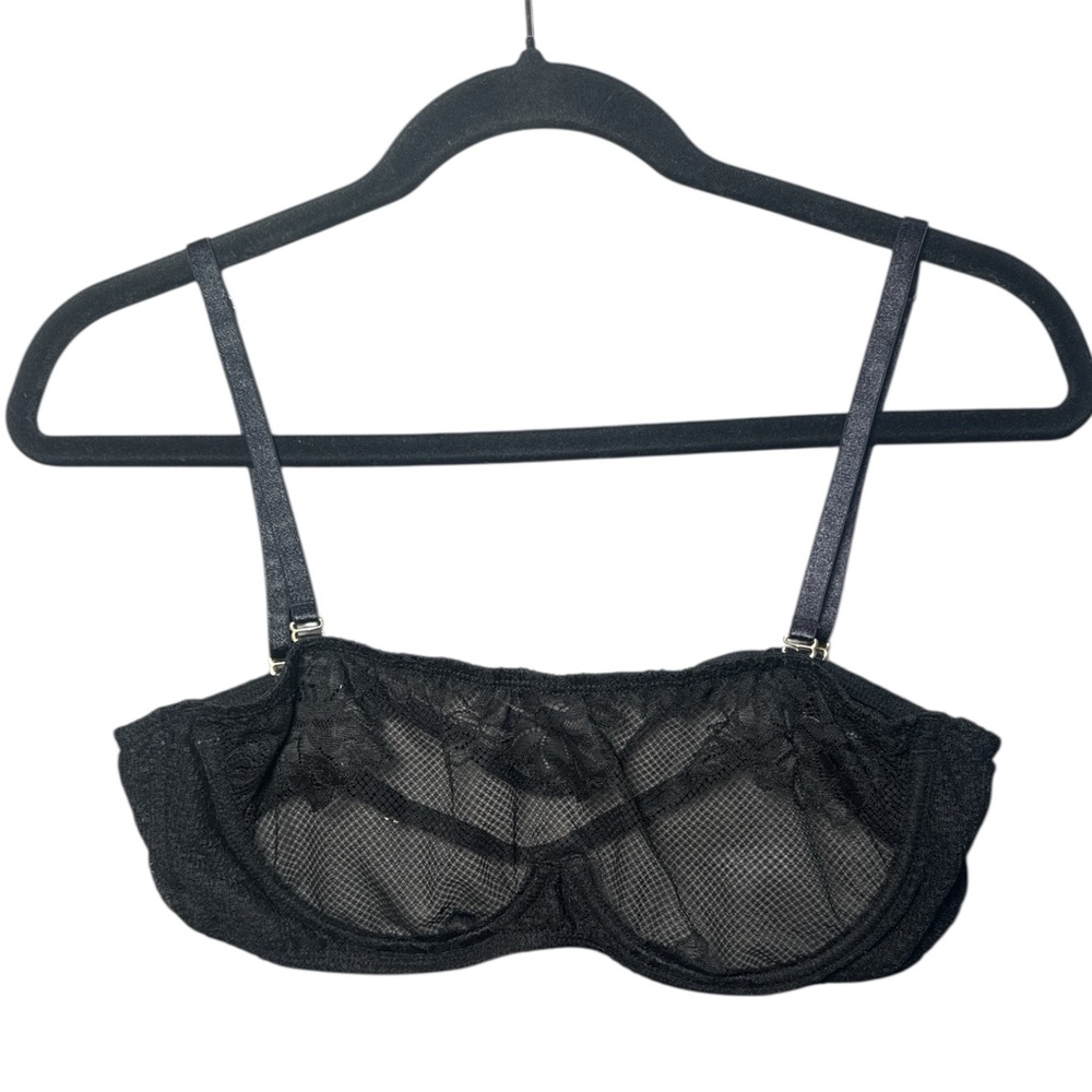 Gooseberry‎ Intimates Black Lace Underwire Bra Size L Sheer Mesh